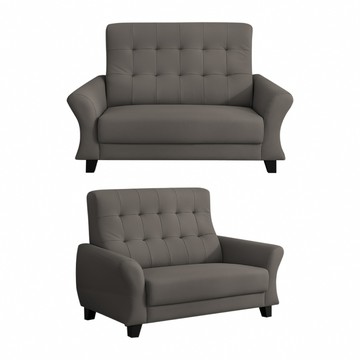 【IDEA】伊可古典高背弧形貓抓皮雙人沙發/皮沙發(2色任選)淺灰