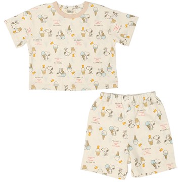 akachan honpo - 短袖家居服-史努比冰品滿版印花-米白色