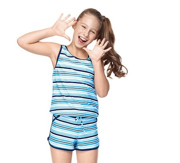 MIT 少女二件式連身褲泳裝