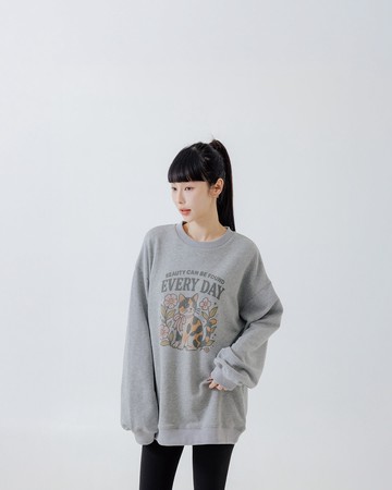 三花貓印圖造型寬版衛衣