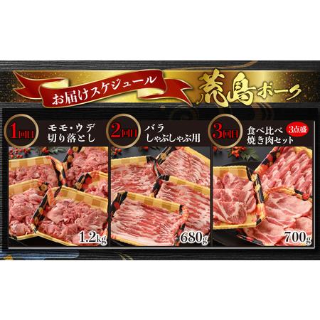 ふるさと納税 肉好き大集合！臭みゼロの豚肉「荒島ポーク」食べ比べ 定期便！ 福井県大野市