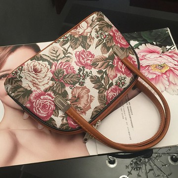 牡丹花女包媽媽包手提包小拎包買菜包手拎包小手包零錢包奶奶老年