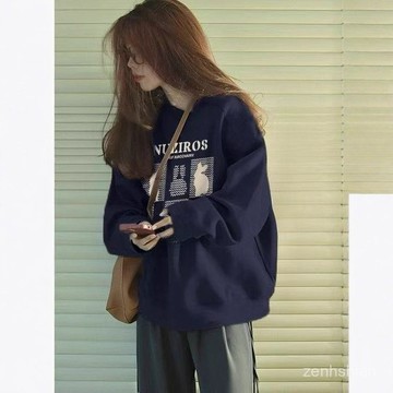 【台灣出貨】潮流衛衣女 長袖上衣女 卡通印花上衣女 中長款 正肩上衣 長袖t恤 刷毛大學t 寬鬆上衣 內搭打底 顯瘦遮肉