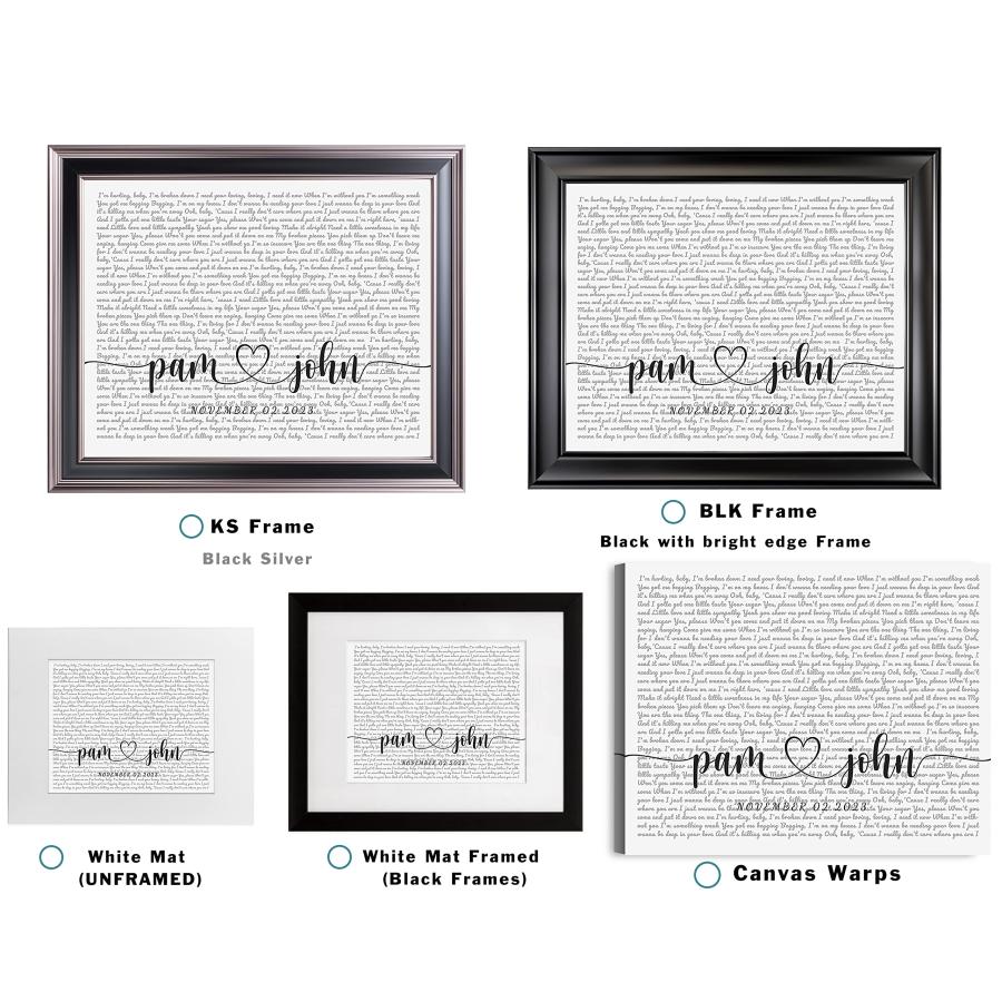 Custom Song Lyrics Photo or Canvas Prints with Couple's Names an 並行輸入品