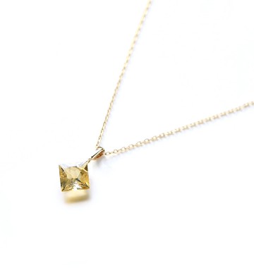 十一月生日石 K10 黃水晶（公主方形切割）項鍊吊飾 ~BOURGEON~（您可以購買一套項鍊）