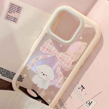 台灣出貨❤少女卡通適用iPhone16蘋果15手機殼14ProMax蝴蝶結小狗12防摔13硬