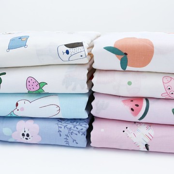 雙層紗布布料寶寶全棉卡通面料2.5米寬幅a類純棉床品四件套包被布