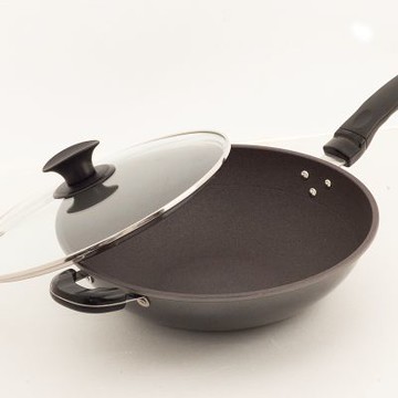 台灣好鍋 優瓷三代不沾炒鍋 33公分(無鐵材質/ 玻璃上蓋/SGS無毒認証/螺紋處理/台灣製造)