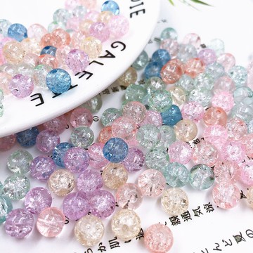 混色散珠 6/8mm碎花裂紋玻璃珠diy古風頭飾蝴蝶結材料配件