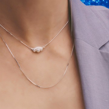 SLOW ROVER｜多重宇宙 時空旅行小珍珠鎖骨鏈 - 純銀