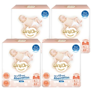 UniDry 優力寶 奢柔優選黏貼型尿布 4~8kg  248片  S