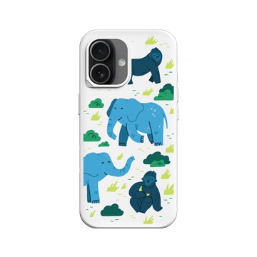 iPhone 17 SolidX 白 - RHINOSHIELD X Taipei Zoo - 非洲區插畫（西部低地大猩猩、非洲象）