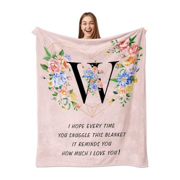 母親節毛毯法蘭絨蓋毯送給媽媽柔軟舒適法蘭絨毯字母留言新年禮物