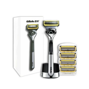 Gillette 小白磚鋒護系列手動刮鬍刀-1磁吸刀座1刀架5刀頭  父親節禮物