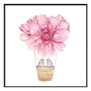 幸福起飛 牡丹  60 x 60cm  金色框