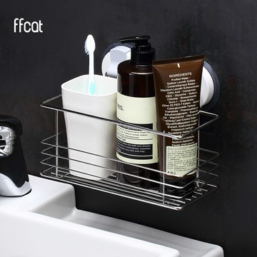 ffcat 浴室不鏽鋼深形收納架 強力無痕貼 沐浴盥洗沐浴瓶罐 置物收納