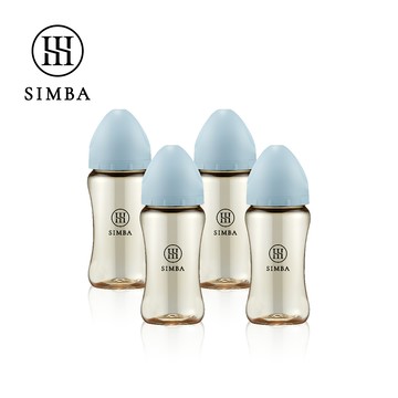 Simba 小獅王辛巴 - 蘊蜜鉑金PPSU寬口防脹氣奶瓶4支組(270ml)-晨藍