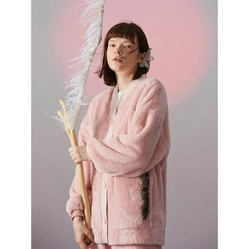 朵朵可可秋冬季加厚保暖珊瑚絨長袖開衫睡衣女家居服套裝