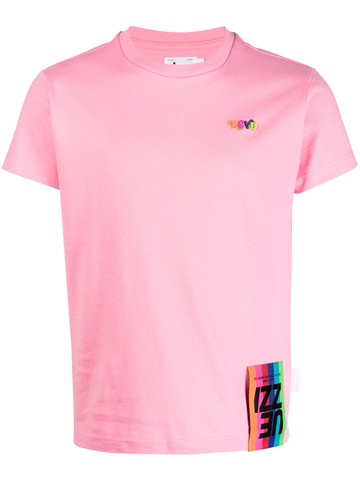 izzue - logo-patch cotton T-shirt - men - Cotton - S - Pink