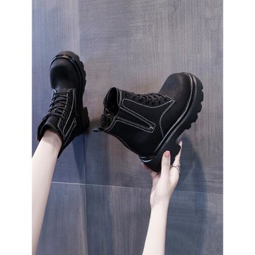 內增高馬丁靴女鞋2023新款爆春秋季短靴單小個子英倫風厚底切爾西