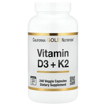 California Gold Nutrition, 維生素 D3 + K2，240 粒素食膠囊