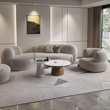 ??快速出貨 可開發票 北歐輕奢羊羔絨布藝弧形沙發茶幾現代簡約客廳美容院服裝店網紅款