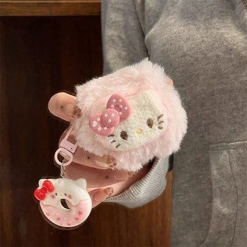 Kitty耳機殼🎀 卡通ins風可愛簡約創意小眾毛絨立體kitty吊墜適用蘋果airpods3/4