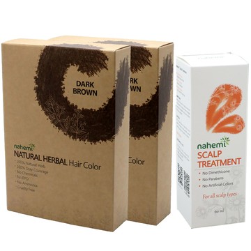 娜禾蜜 草本增色護髮粉｜咖啡黑x2+頭皮調理精華液x1