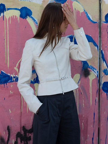 Leather Slim Racing Jacket in VL4AJ091-03