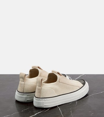 Brunello Cucinelli Suede-trimmed canvas sneakers