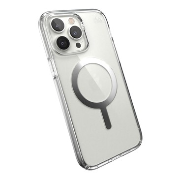 Speck iPhone 14 Pro Max (6.7吋) Presidio Perfect-Clear MagSafe 銀色磁吸透明防摔殼