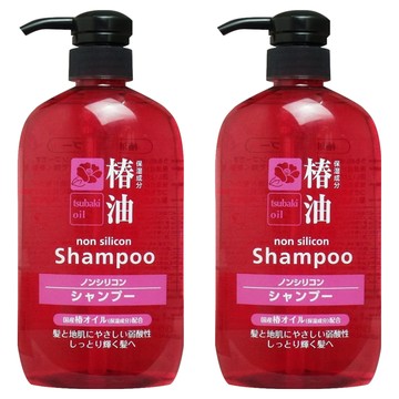 KUMANO 熊野油脂 椿油 無矽靈洗髮精 600ml 山茶花油 摩洛哥堅果油和馬油滋潤成分 使頭髮散發自然光澤與柔順感  2瓶