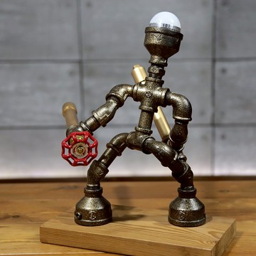 美式工業風機器人LED臺燈