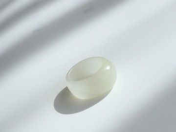 天然和田玉戒指扳指饅頭戒形狀飽滿胖嘟嘟內徑17mm生日禮物送女友