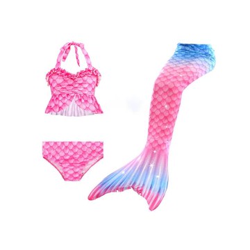 女童美人魚尾巴泳衣小孩比基尼公主裙套裝兒童寶寶分體游泳裝衣服
