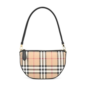 BURBERRY新款Vintage格紋Olympia帆布翻蓋斜背包（卡其）_廠商直送