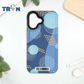 TRON iPhone 16 日系和風圓點海波系列 防摔太空載具殼 透白 軟硬 手機殼