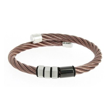 CHARRIOL 夏利豪 CELTIC系列 幾何設計編織鋼索手環 04-601-1250-4