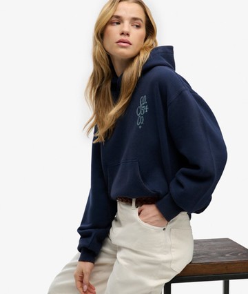 Superdry Women's Heritage Hamptons Hoodie Navy Size: 10