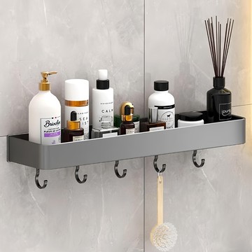 超級工廠 浴室置物架 40cm 有鈎 浴室收納 壁掛置物架  槍灰色  1個