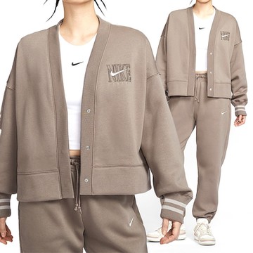 Nike Nsw Phnx Flc Oos Gx Crdgn 女款 棕色 刷毛 寬鬆 運動 外套 HJ0947-233