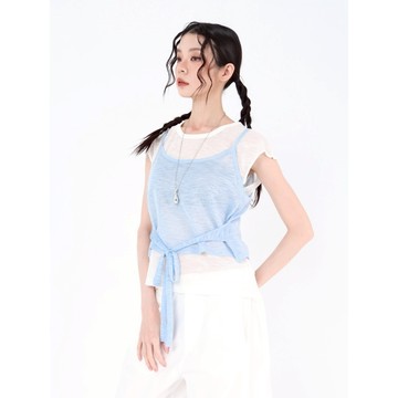 Feelsweet A8 薄霧下的你 微透感層次綁帶上衣