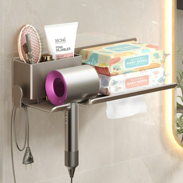 【免打孔收納】吹風機置物架 浴室置物架 紙巾架 風筒架 收納架 電吹風支架 壁掛式 輕奢風 防水防潮 節省空間