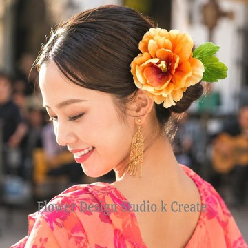 佛朗哥 髮飾 橘色玫瑰 Flroes | Orange Rose Hair Flower 10cm | 成人式 袴