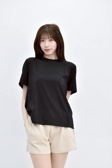 (S) 運動黑色短袖上衣