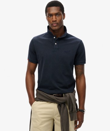 Superdry Men's Vintage Destroy Polo Shirt Navy Size: M