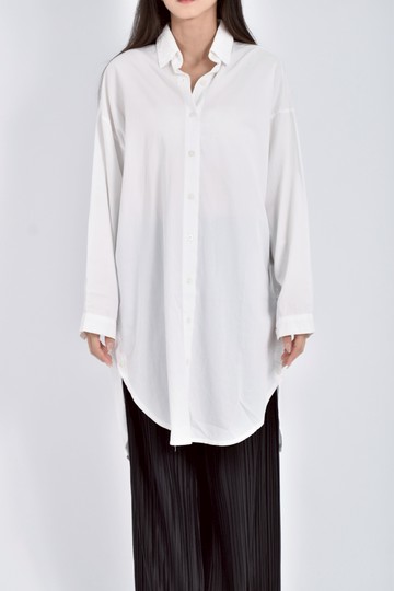 加購優惠(XL) s f質感長袖襯衫感白色洋裝