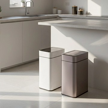 可充電式臭氧雙開蓋感應垃圾桶20L 白/灰色 灰色