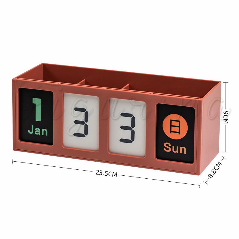 ペン立て ペンスタンド ペンホルダー 万年カレンダー付き 仕切り 大容量 収納ケース 卓上収納 収納ボックス 多機能 リモコンラック 小物入れ 送料無料