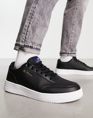 Ben Sherman flatform faux leather trainers in black